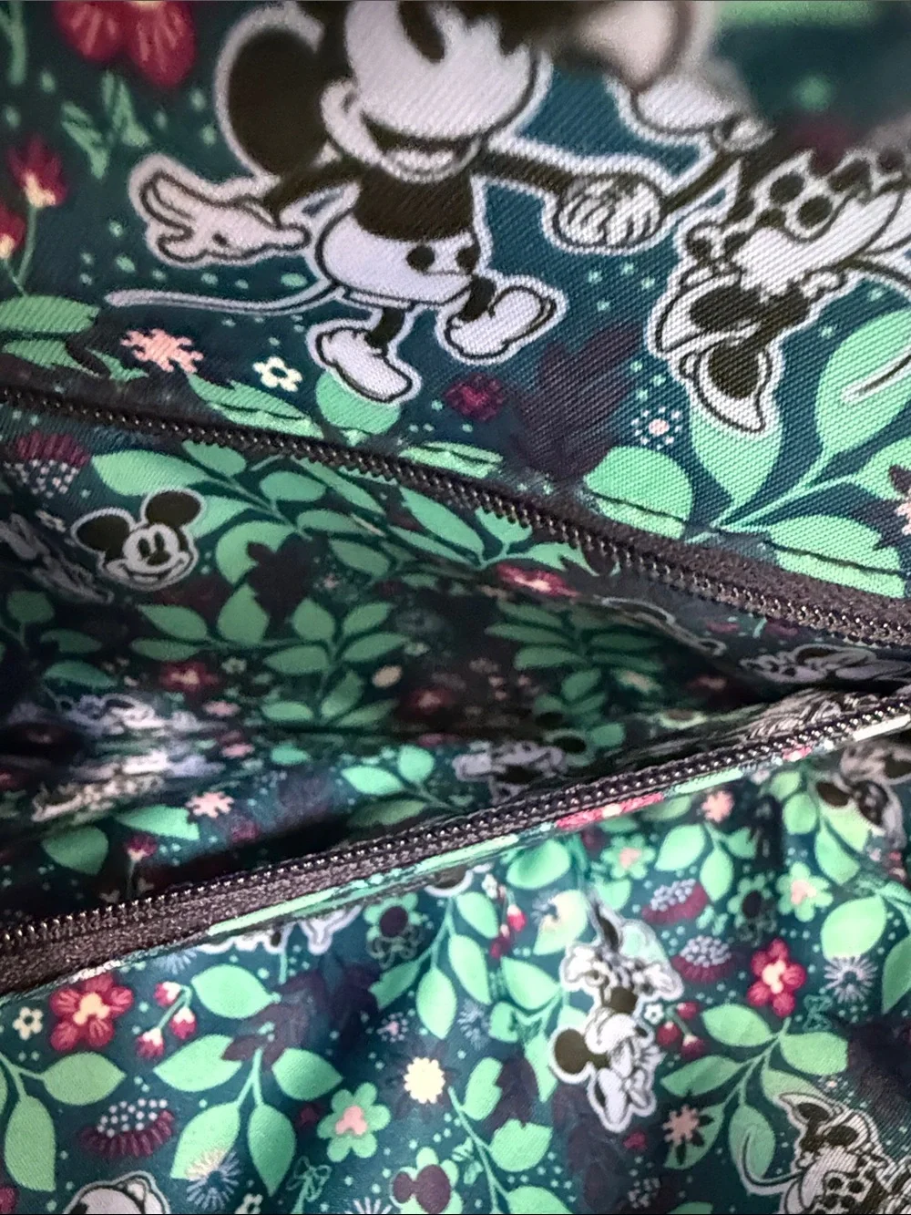 Disney Vera Bradley Mickey and Minnie Flirty Floral Quilted Mini Backpack -
